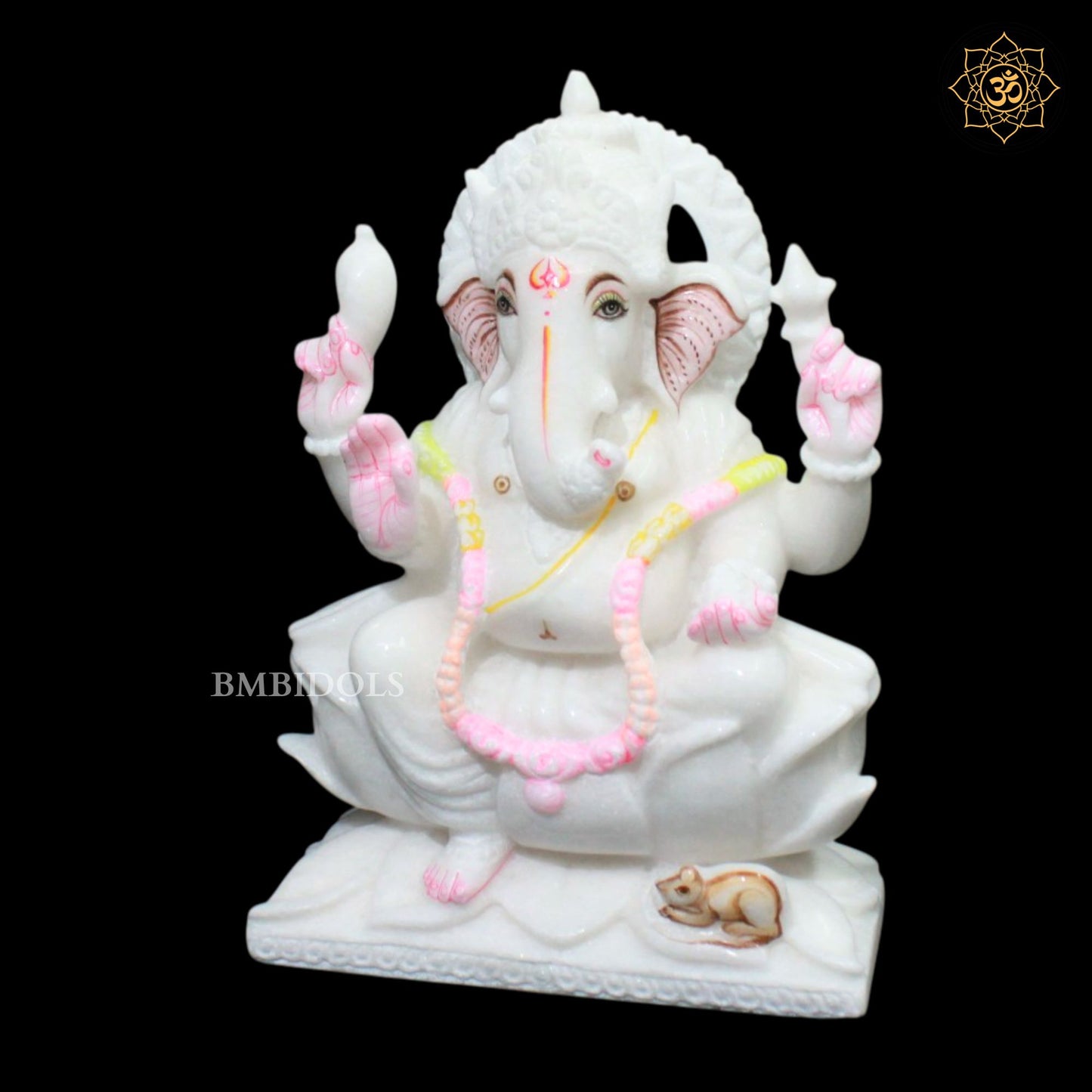 White Ganesh Lakshmi Marble Murti for Home Mandirs in 10inch