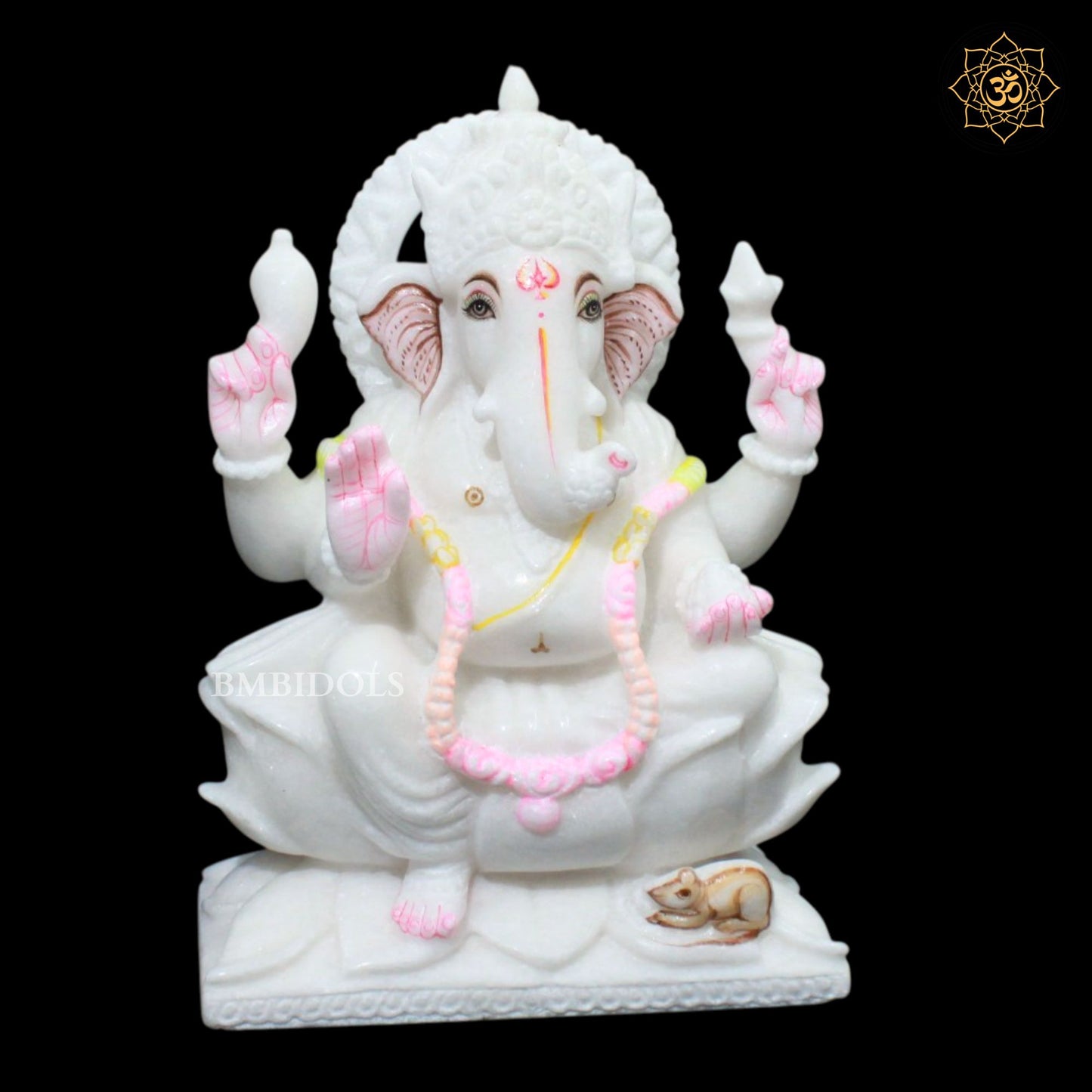 White Ganesh Lakshmi Marble Murti for Home Mandirs in 10inch