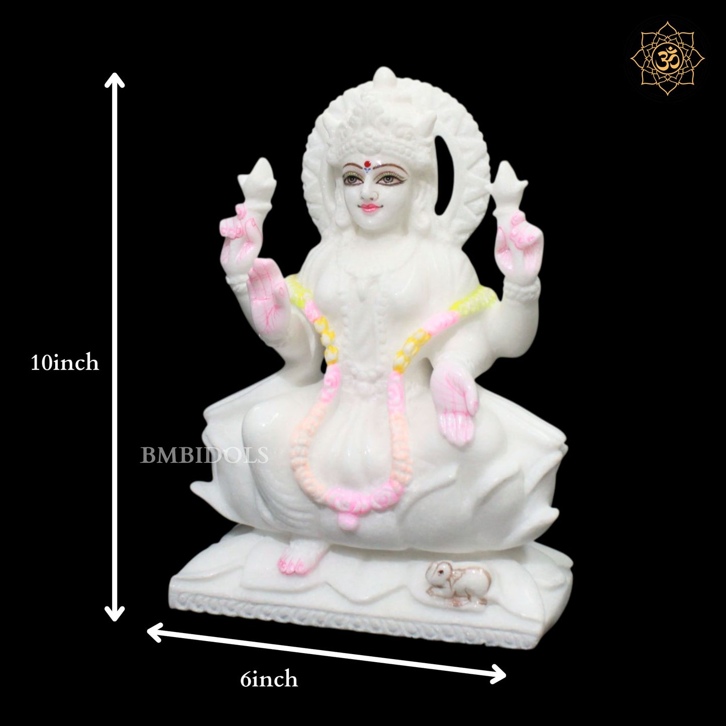White Ganesh Lakshmi Marble Murti for Home Mandirs in 10inch