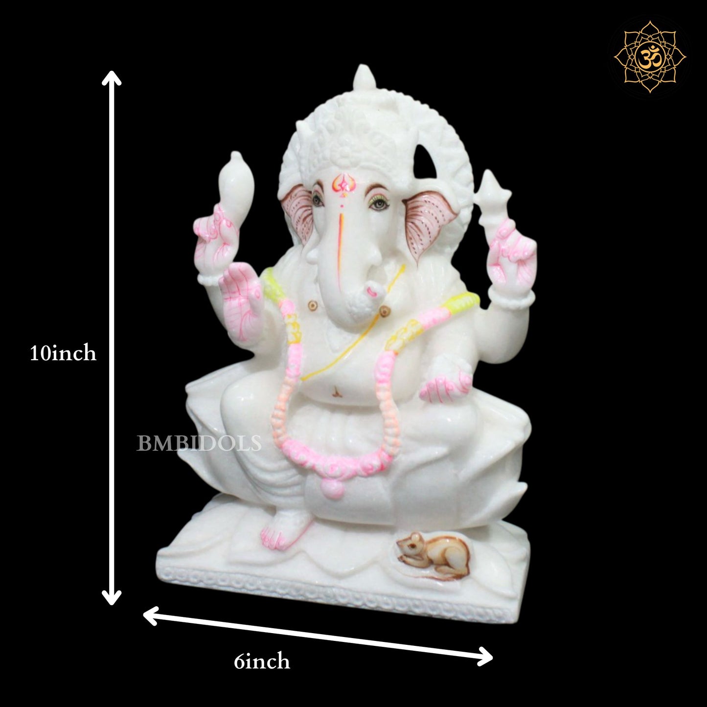 White Ganesh Lakshmi Marble Murti for Home Mandirs in 10inch