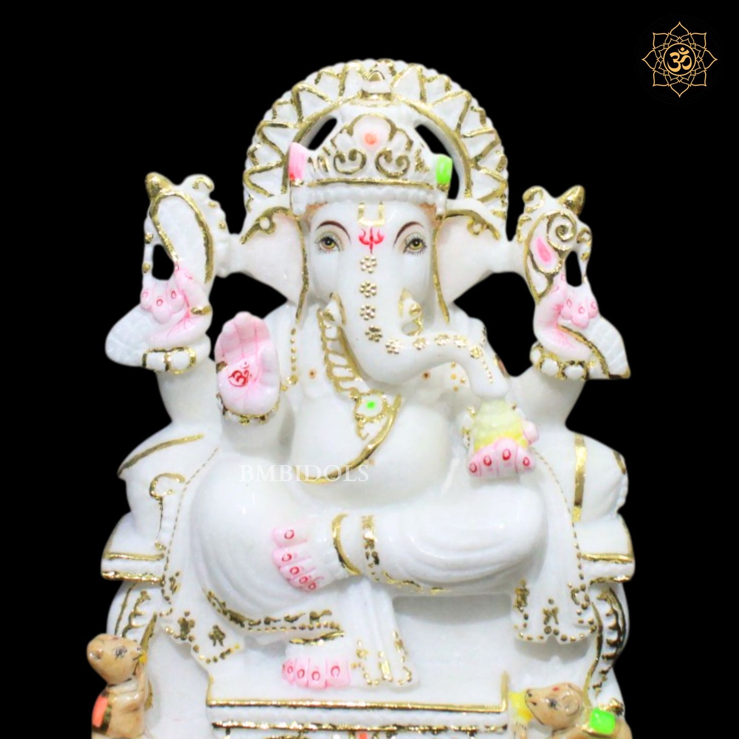 Ganpati Bappa Marble Murti in 9inches in Makrana Marble