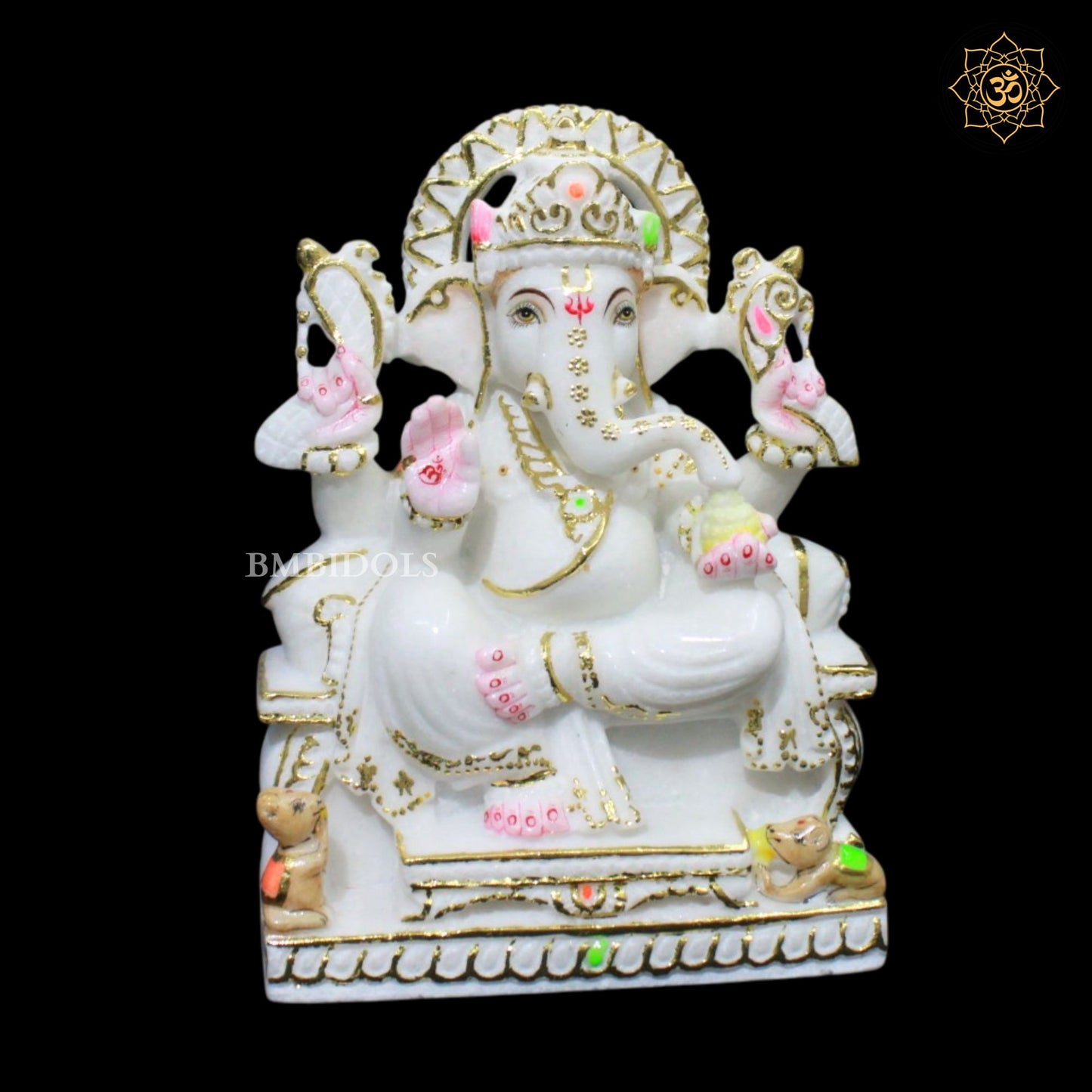 Ganpati Bappa Marble Murti in 9inches in Makrana Marble