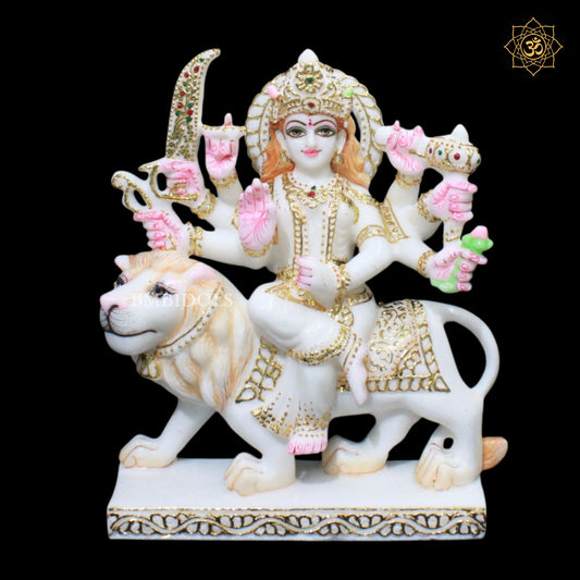Marble Durga Mata Statue for Ghar Mandirs in 1feet