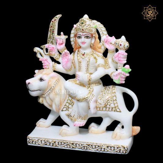 Marble Durga Mata Statue for Ghar Mandirs in 1feet