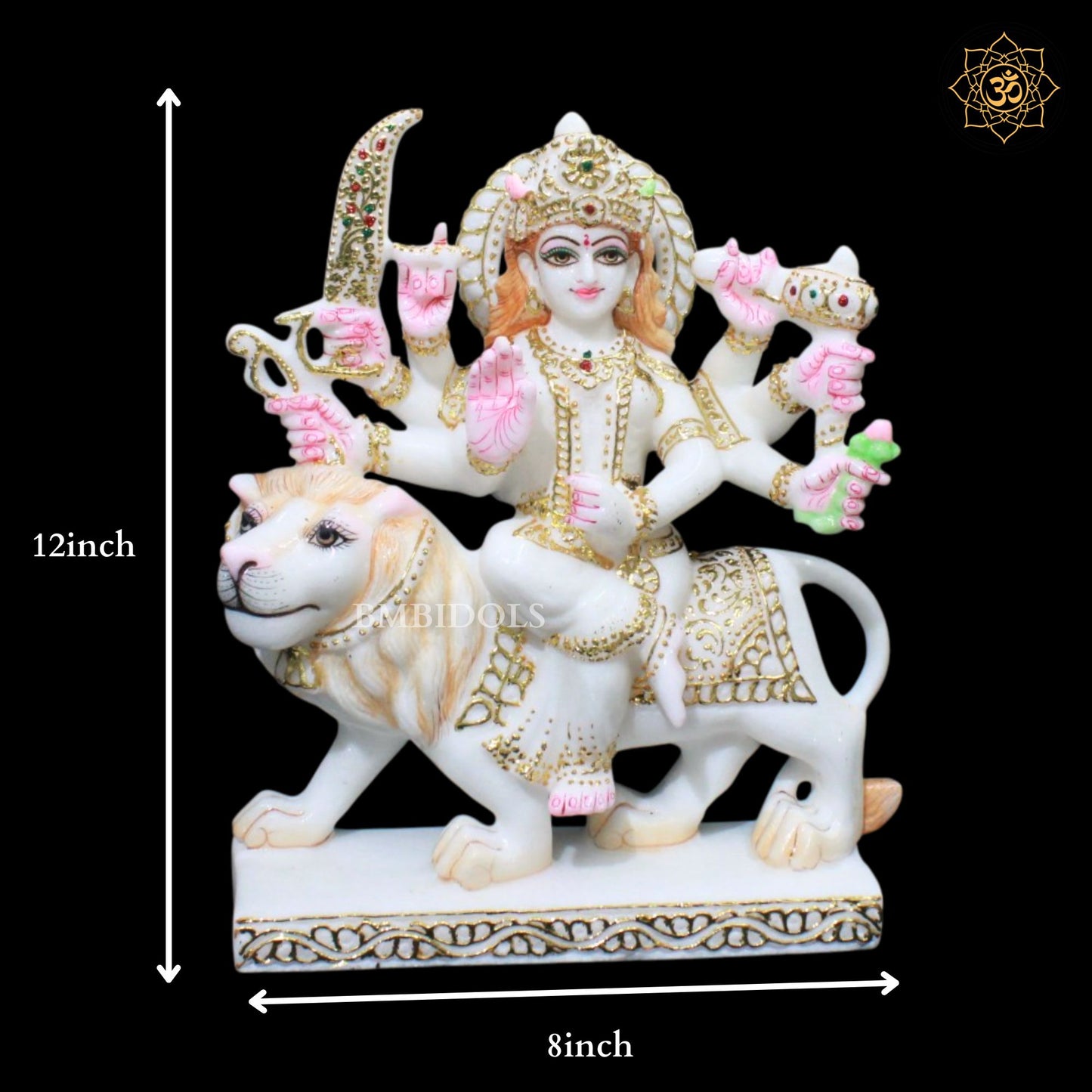 Marble Durga Mata Statue for Ghar Mandirs in 1feet