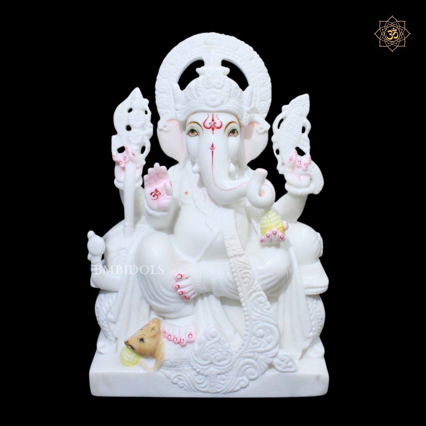 18inch Antique Ganesh Marble Murti with Special Design