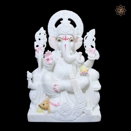 18inch Antique Ganesh Marble Murti with Special Design