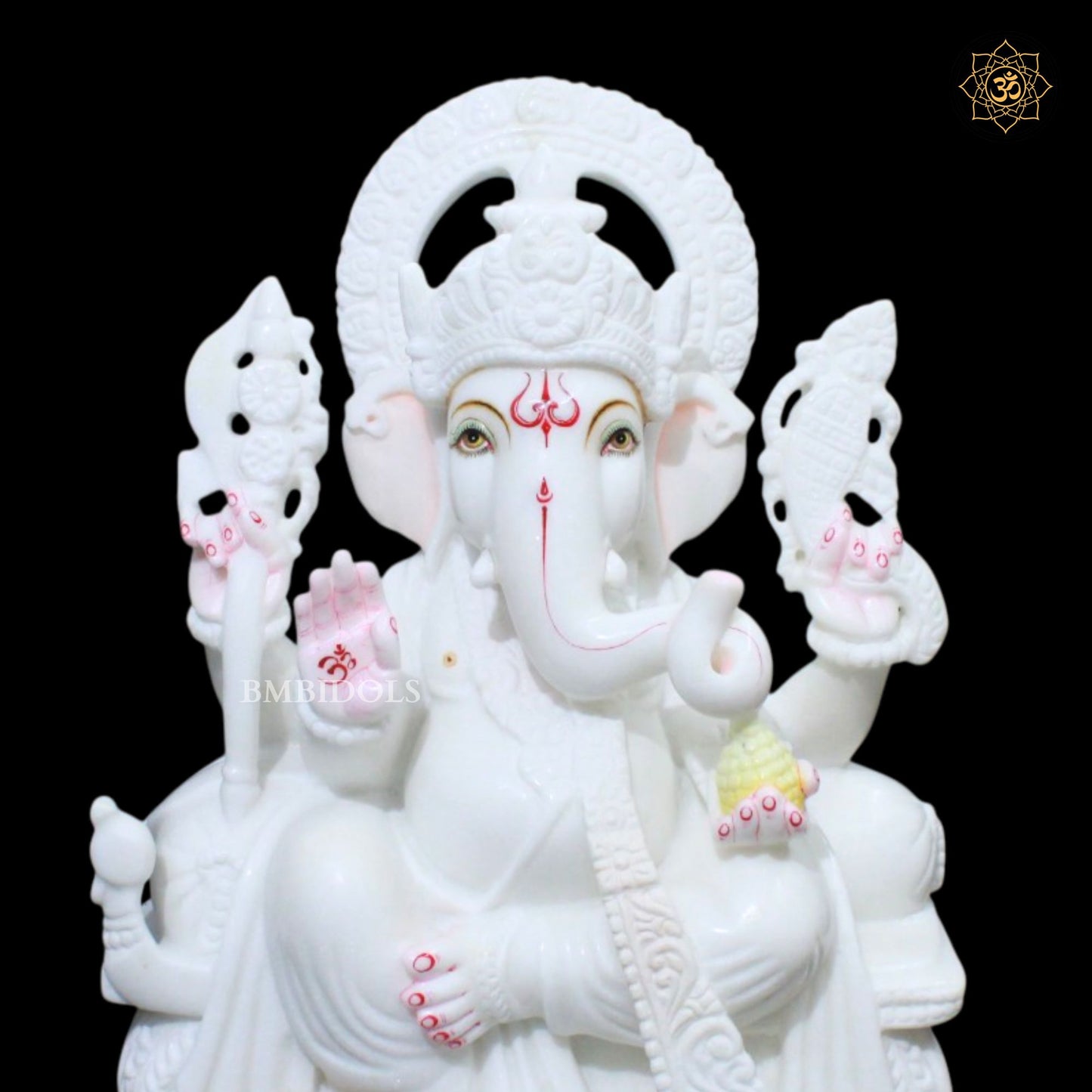 18inch Antique Ganesh Marble Murti with Special Design