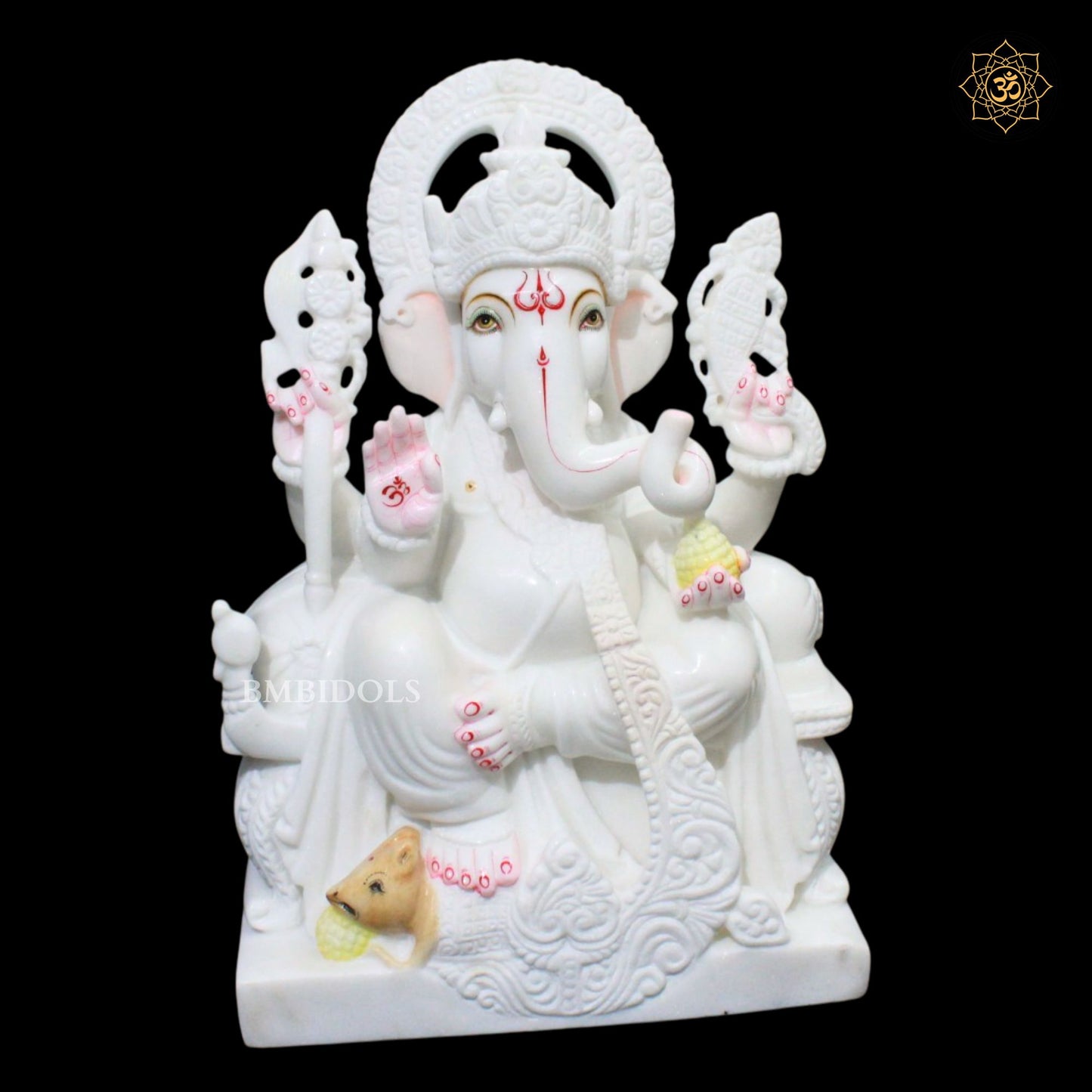 18inch Antique Ganesh Marble Murti with Special Design