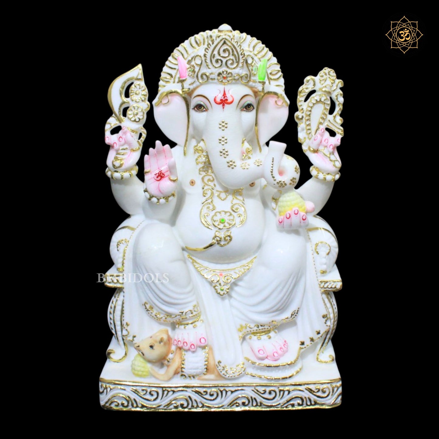 Antique Marble Ganesh Bhagwan Murti in 18inches Makrana Marble