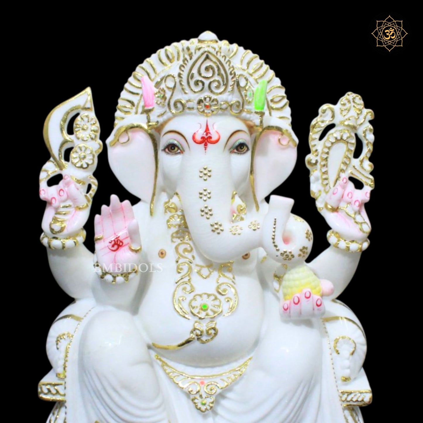 Antique Marble Ganesh Bhagwan Murti in 18inches Makrana Marble