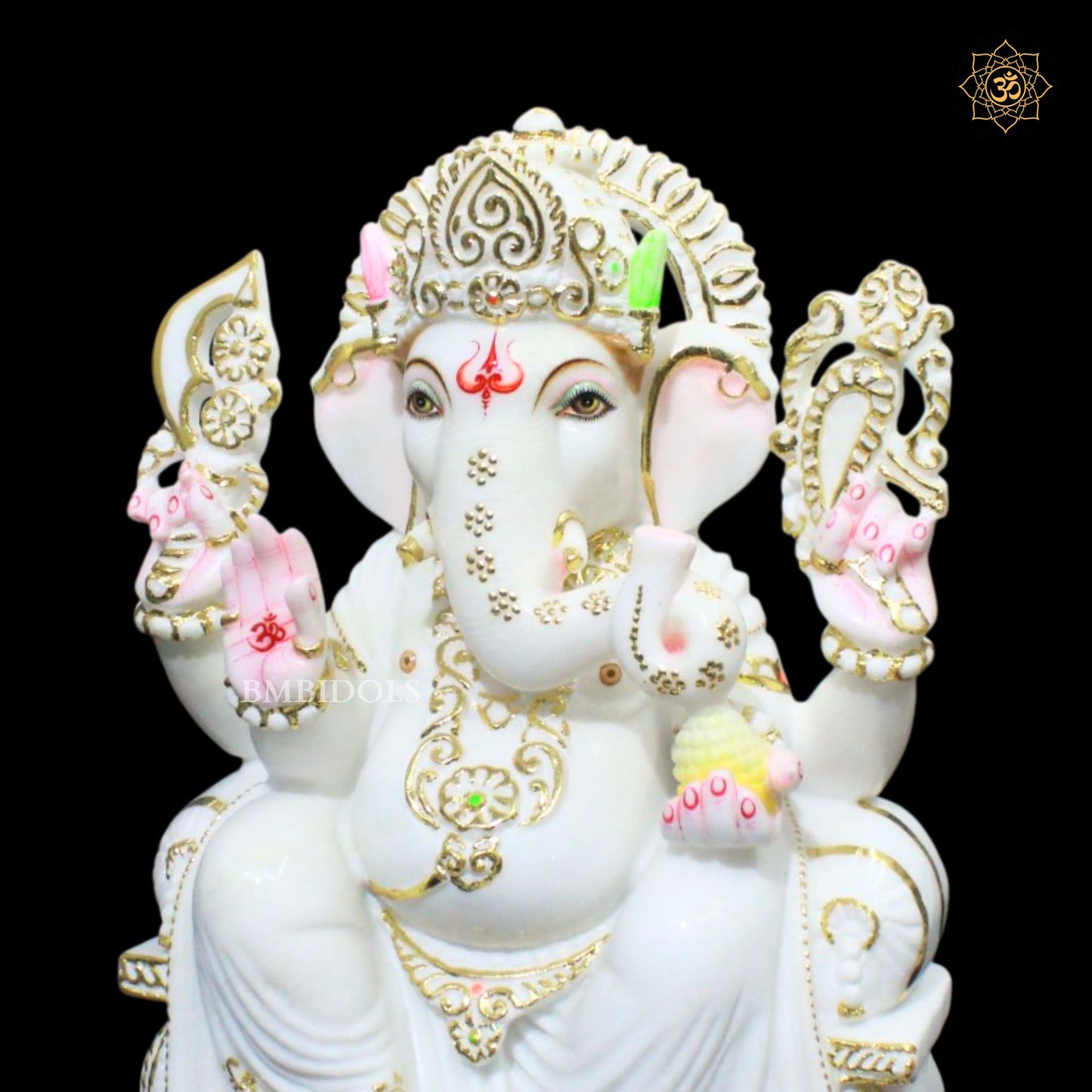 Antique Marble Ganesh Bhagwan Murti in 18inches Makrana Marble