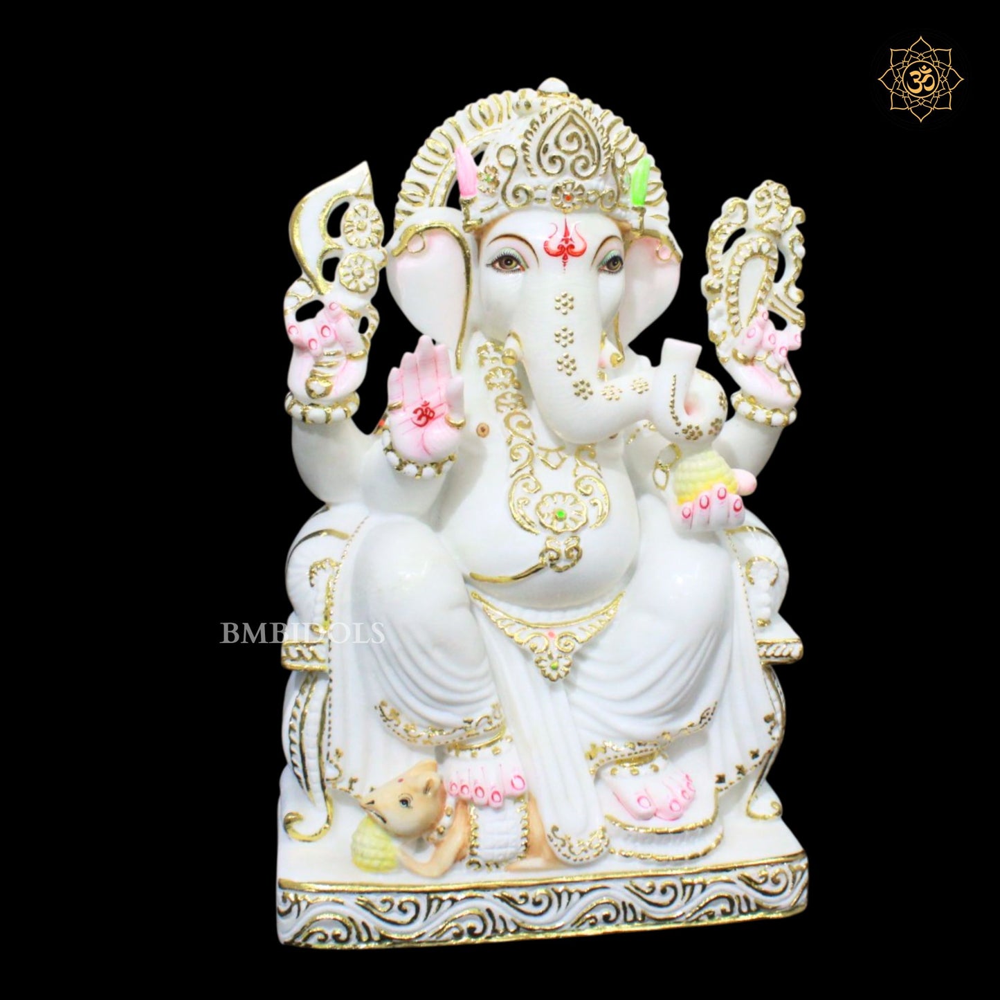 Antique Marble Ganesh Bhagwan Murti in 18inches Makrana Marble