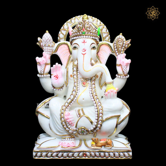 15inches Ganesh Marble Idol in Makrana Marble