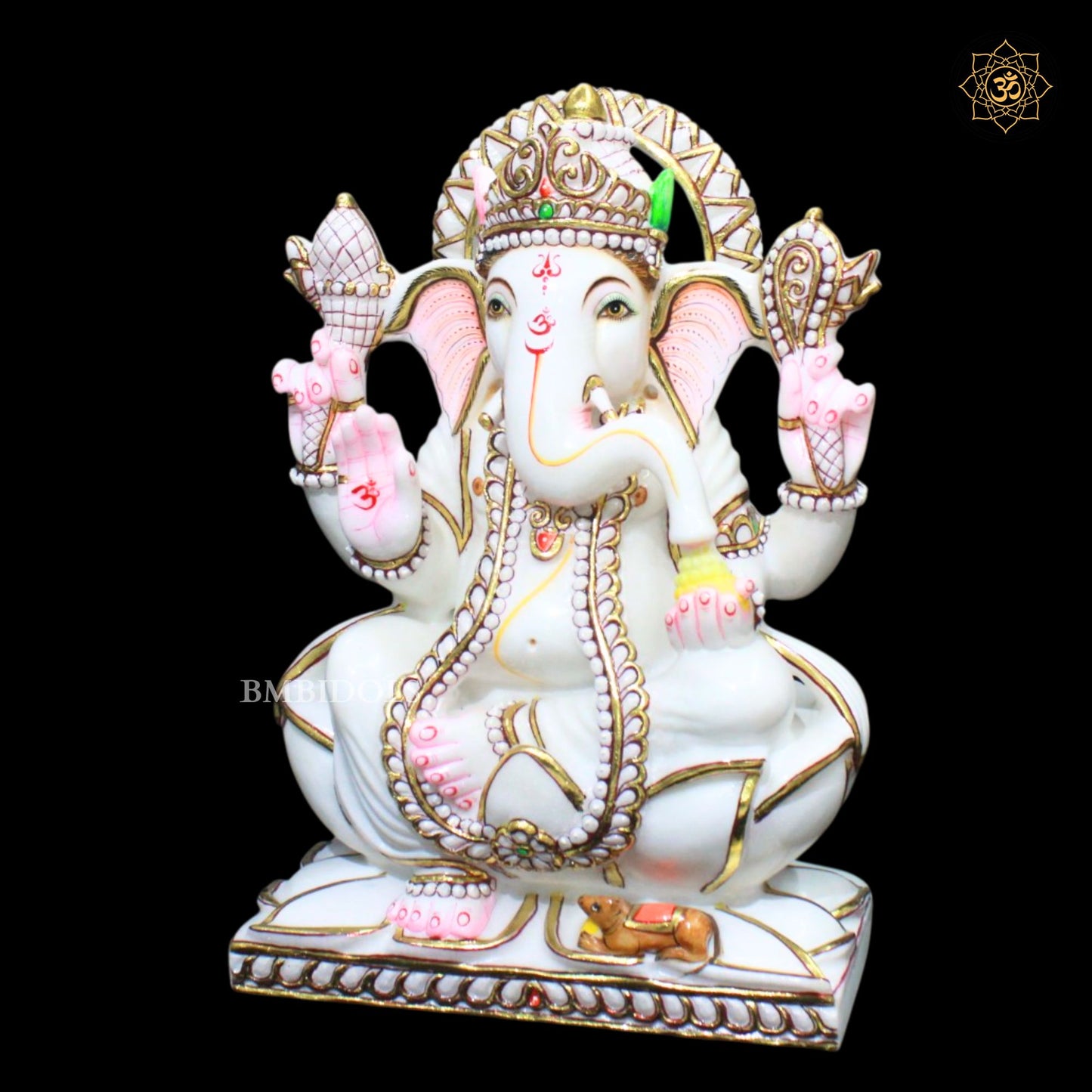 15inches Ganesh Marble Idol in Makrana Marble