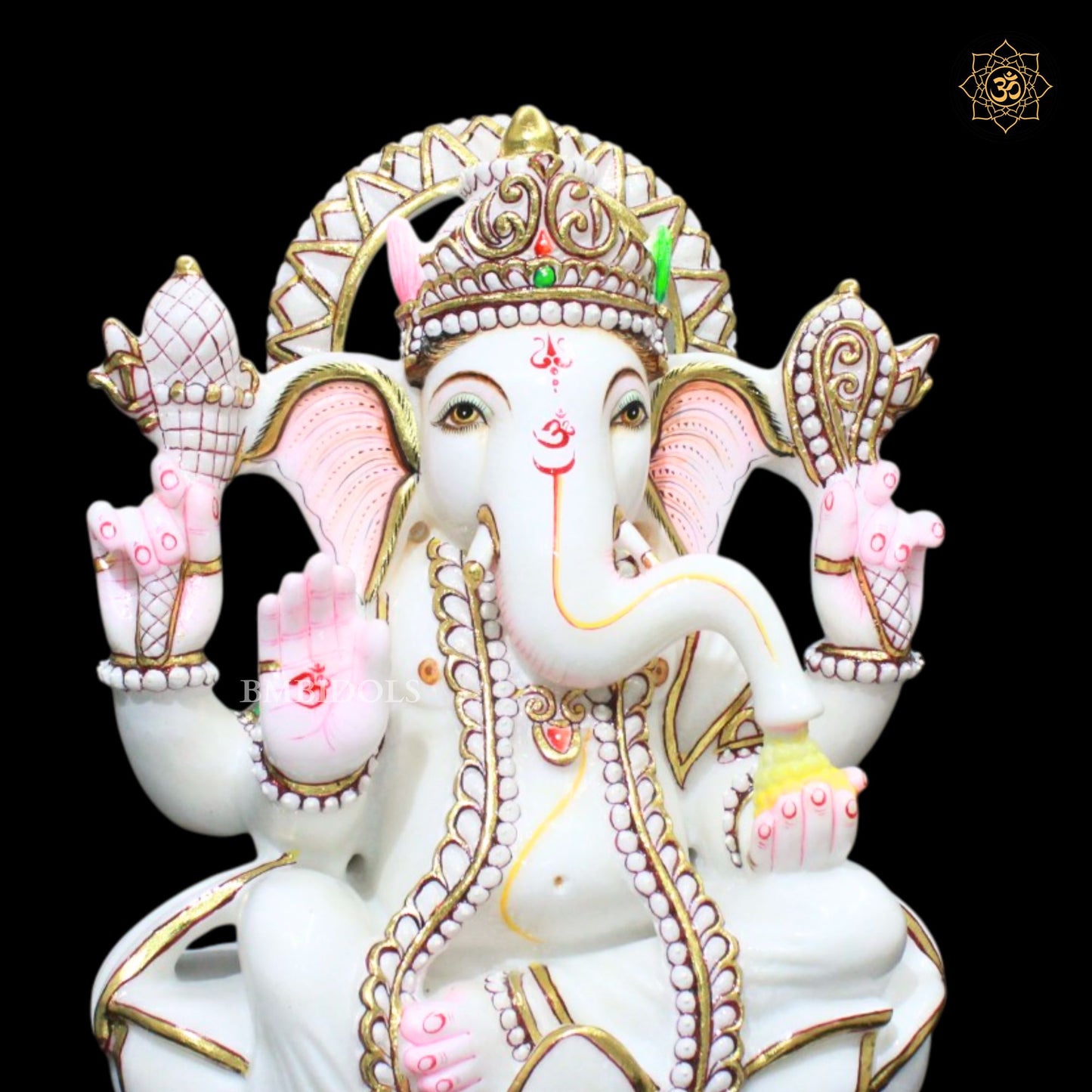 15inches Ganesh Marble Idol in Makrana Marble