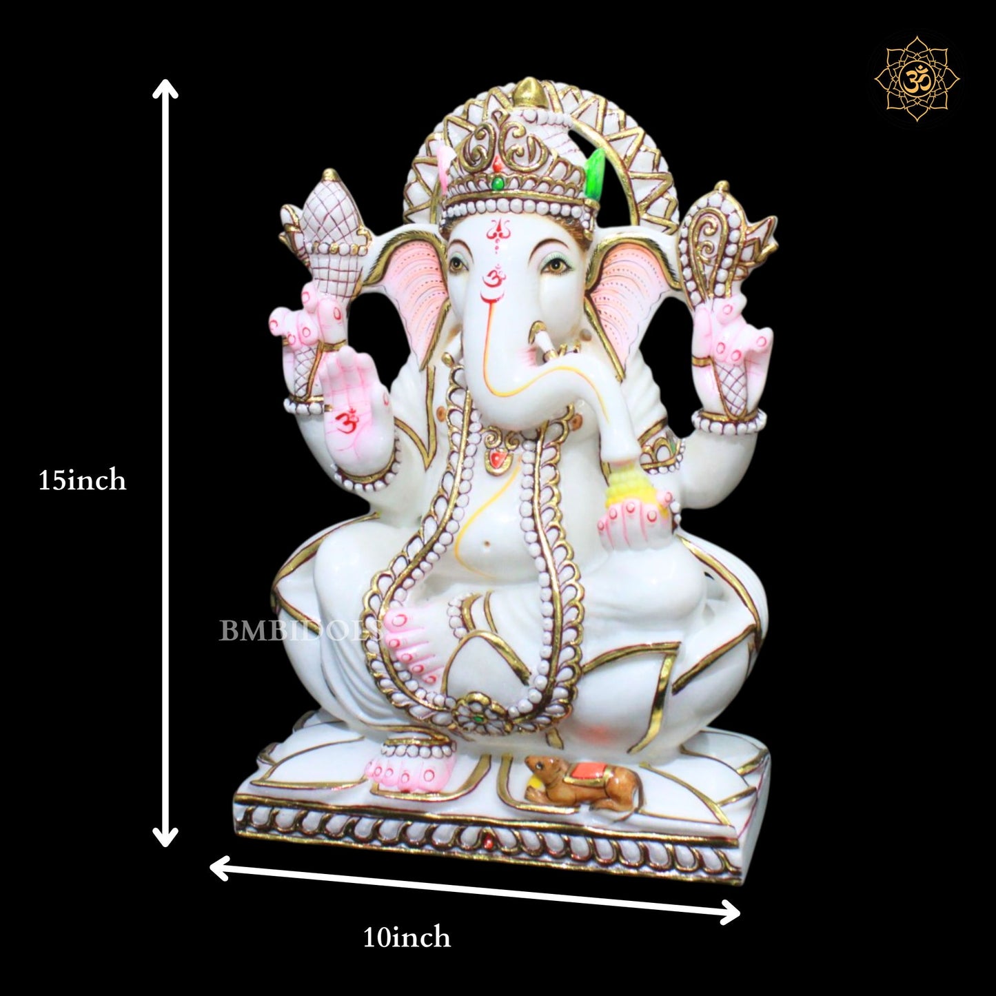 15inches Ganesh Marble Idol in Makrana Marble