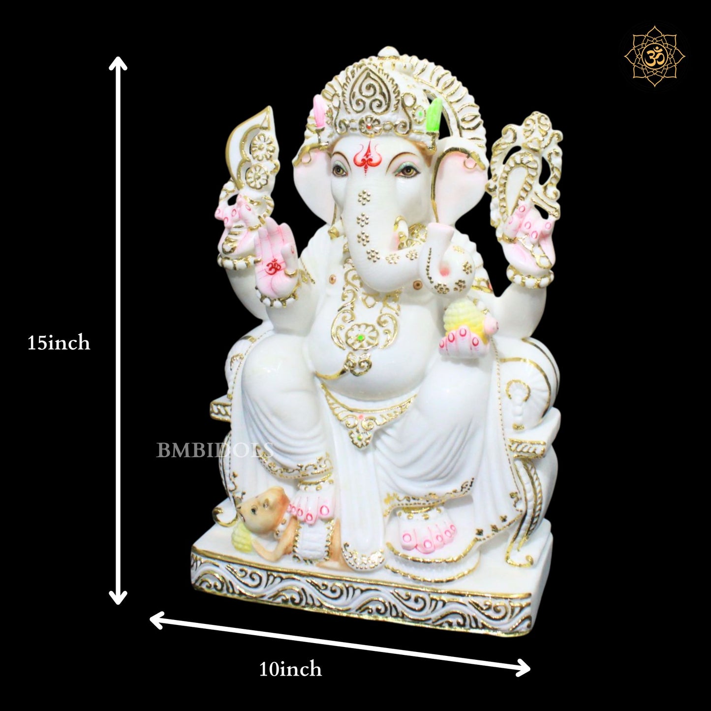 Antique Marble Ganesh Bhagwan Murti in 18inches Makrana Marble