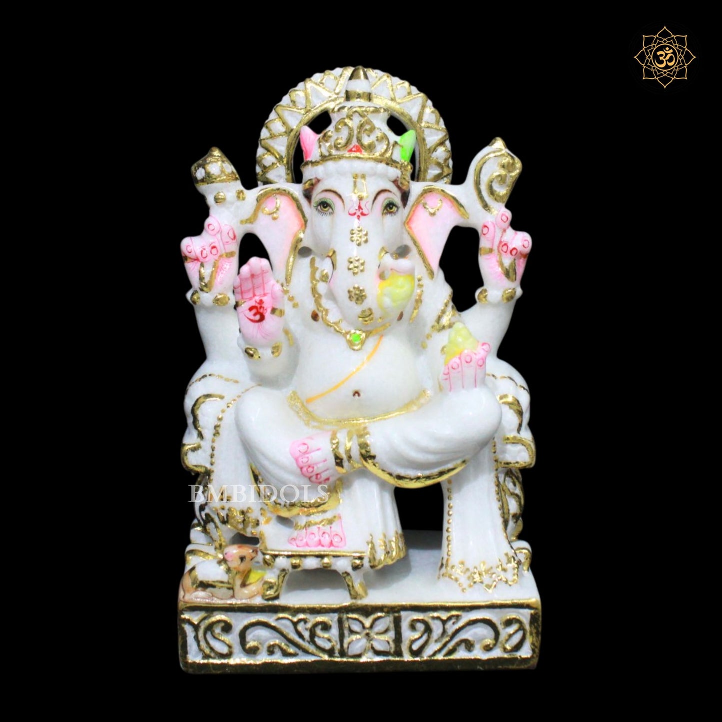 9inch Ganesh Bhagwan Marble Murti in Makrana Marble