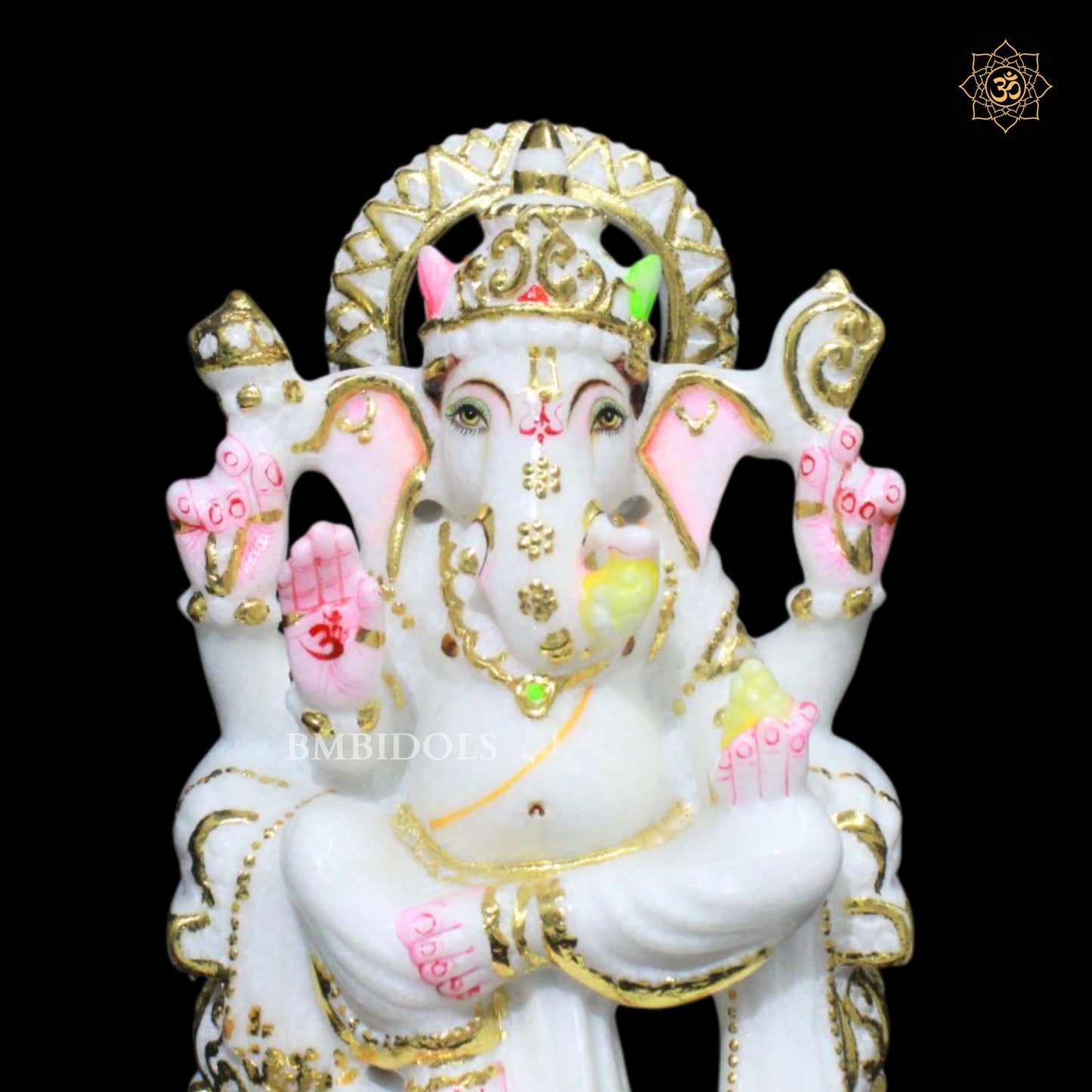 9inch Ganesh Bhagwan Marble Murti in Makrana Marble
