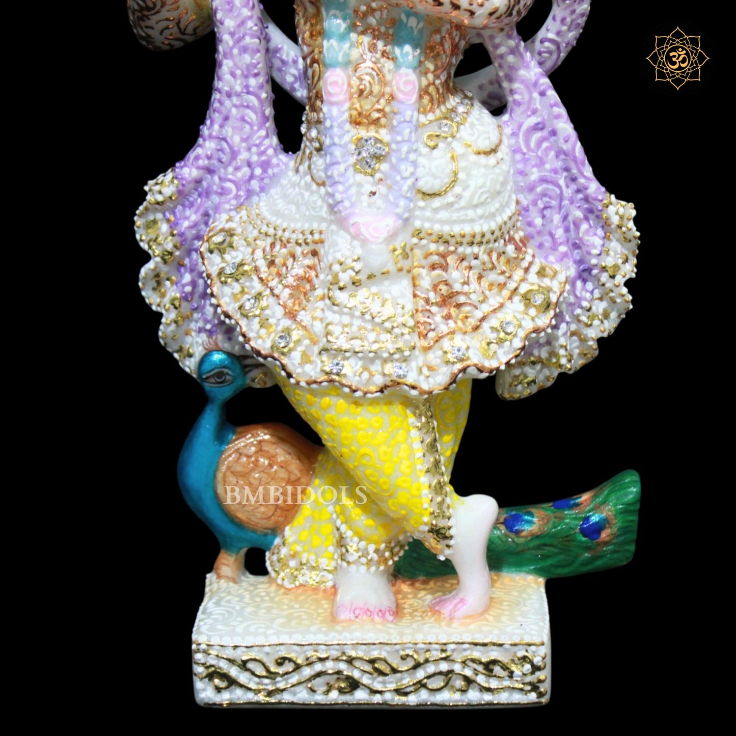 Marble Radha Krishna Bhagwan Murti in Special Diamond Work in 1feet