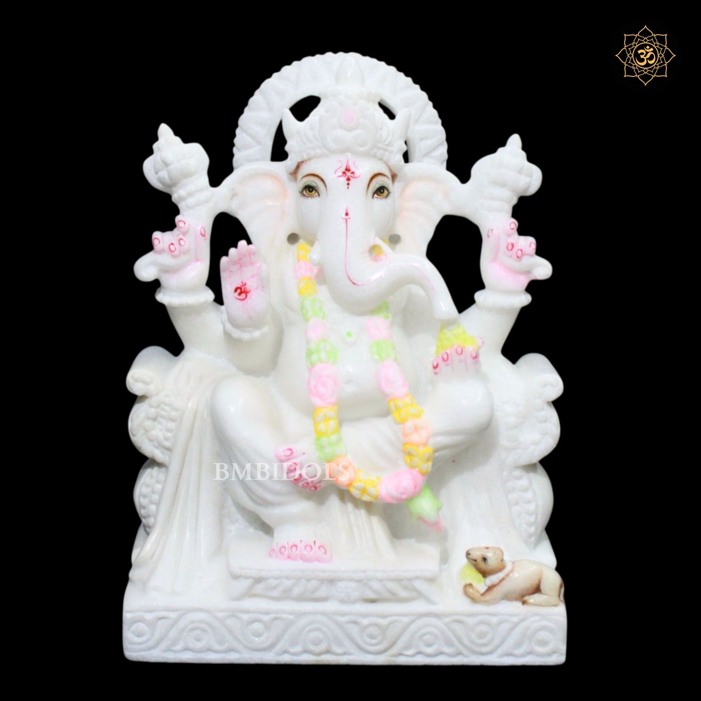 1feet White Ganesh Bhagwan Murti in Makrana Marble