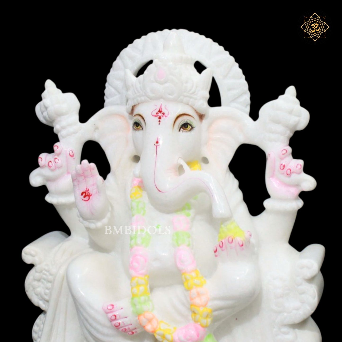 1feet White Ganesh Bhagwan Murti in Makrana Marble