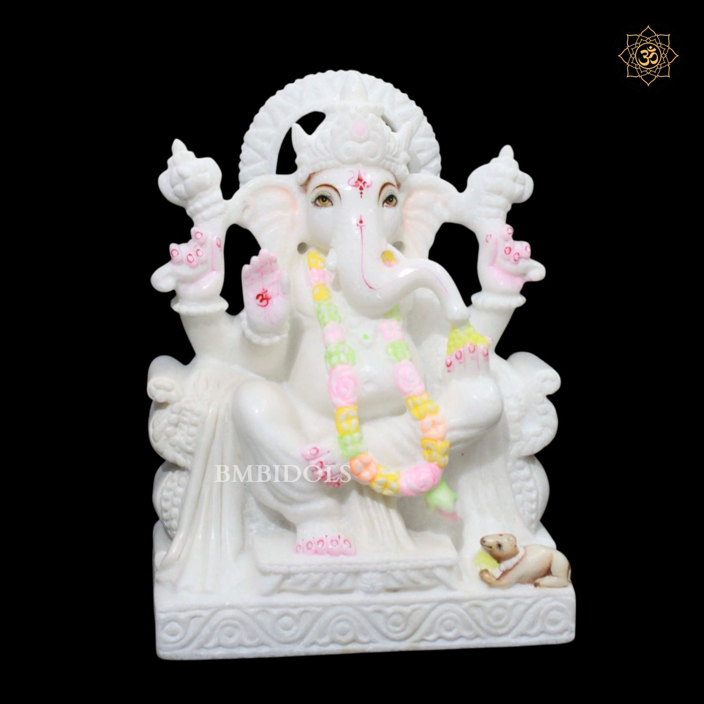 1feet White Ganesh Bhagwan Murti in Makrana Marble