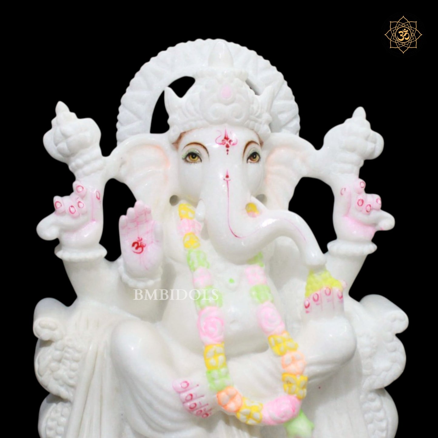 1feet White Ganesh Bhagwan Murti in Makrana Marble
