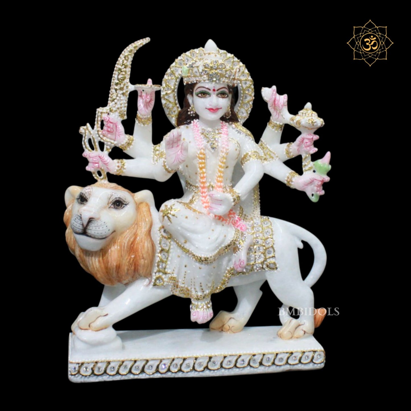 12inches Special Diamond Durga Maa Marble Statue in Makrana Marble