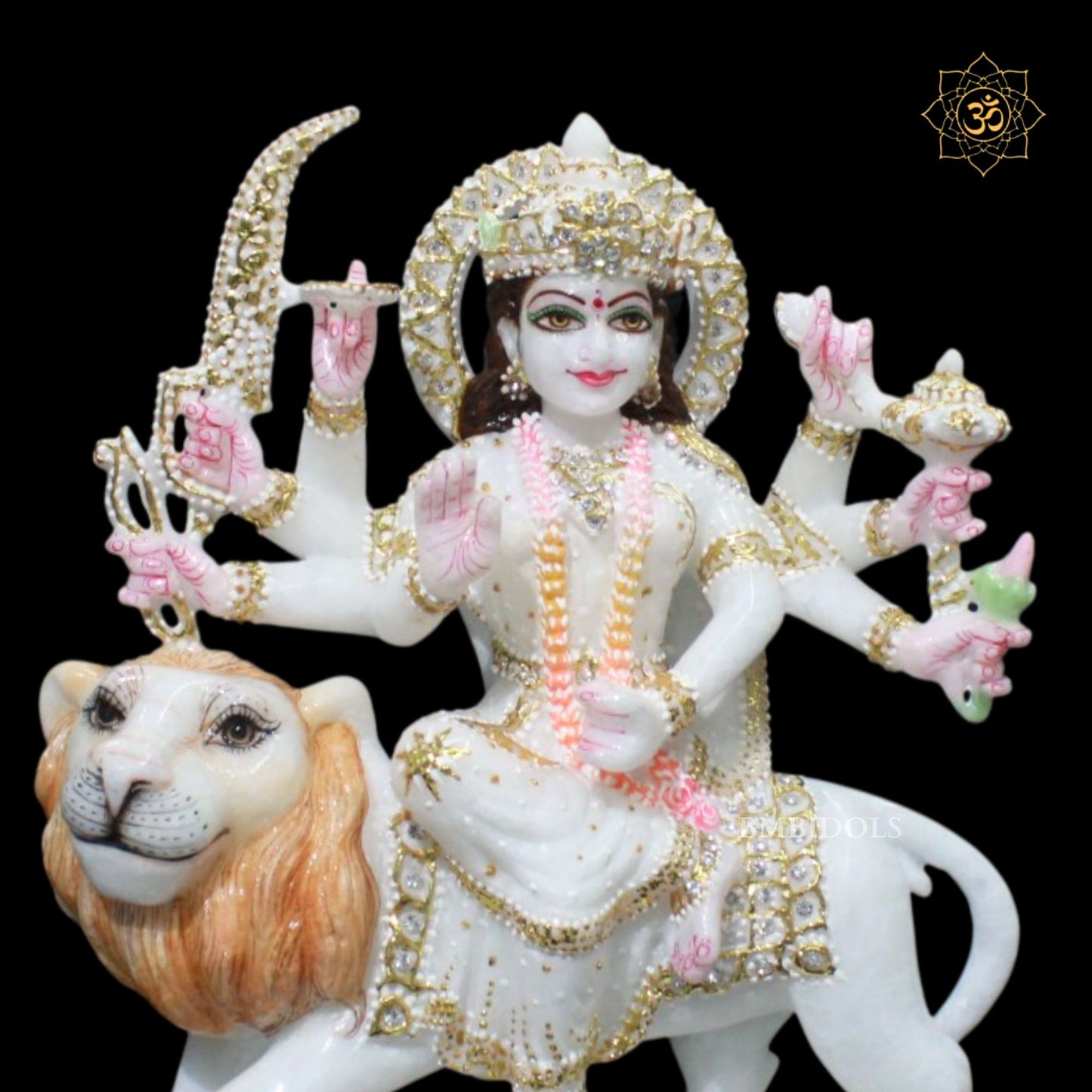 12inches Special Diamond Durga Maa Marble Statue in Makrana Marble