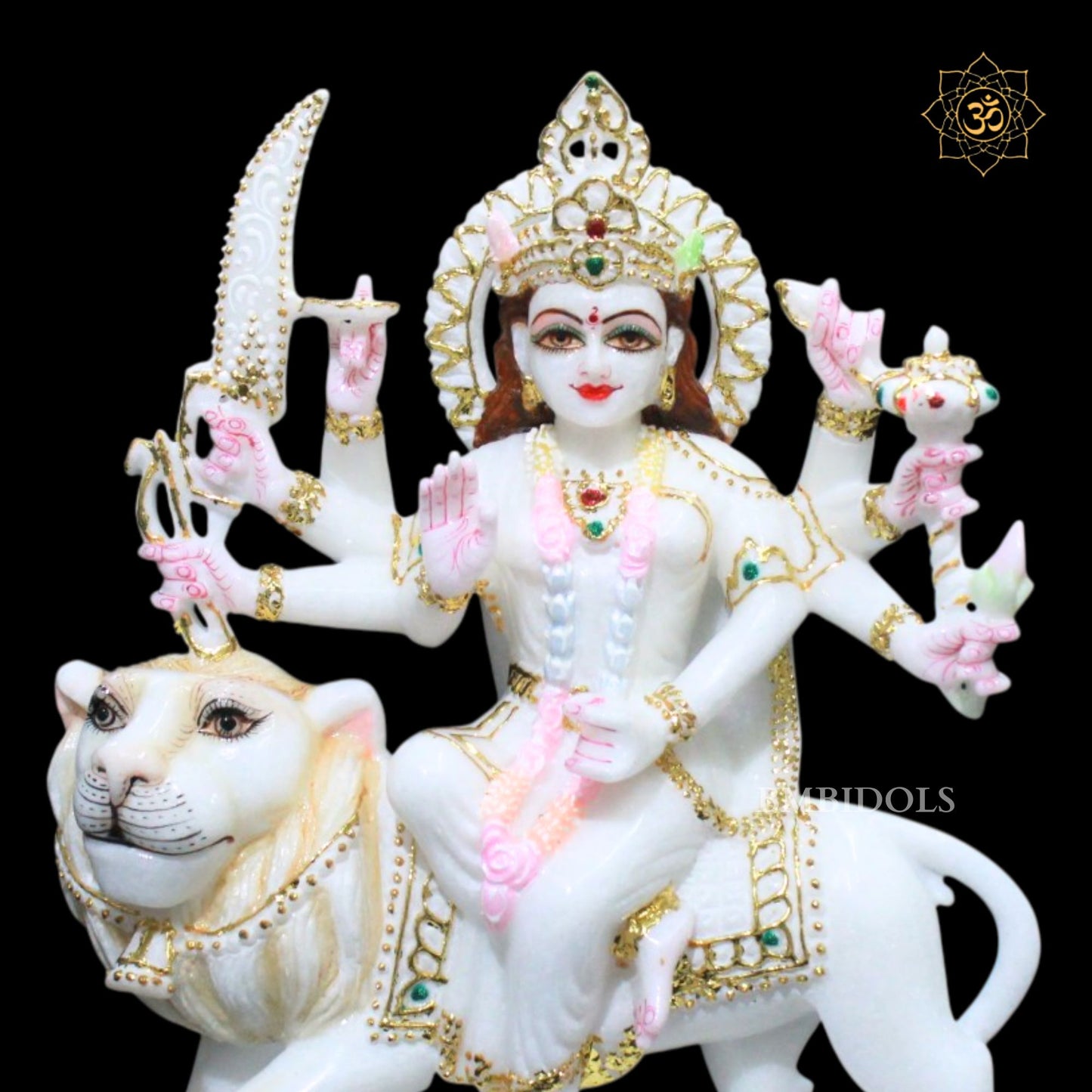 Durga Marble Statue for Homes and Temples in White Marble