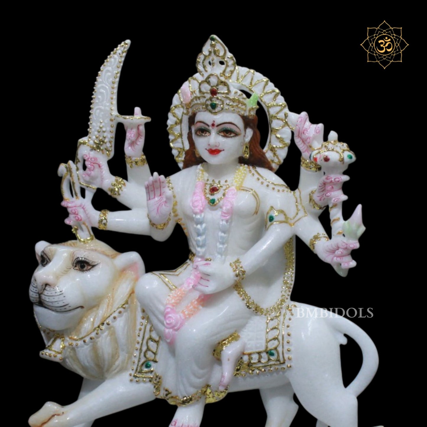 Durga Marble Statue for Homes and Temples in White Marble