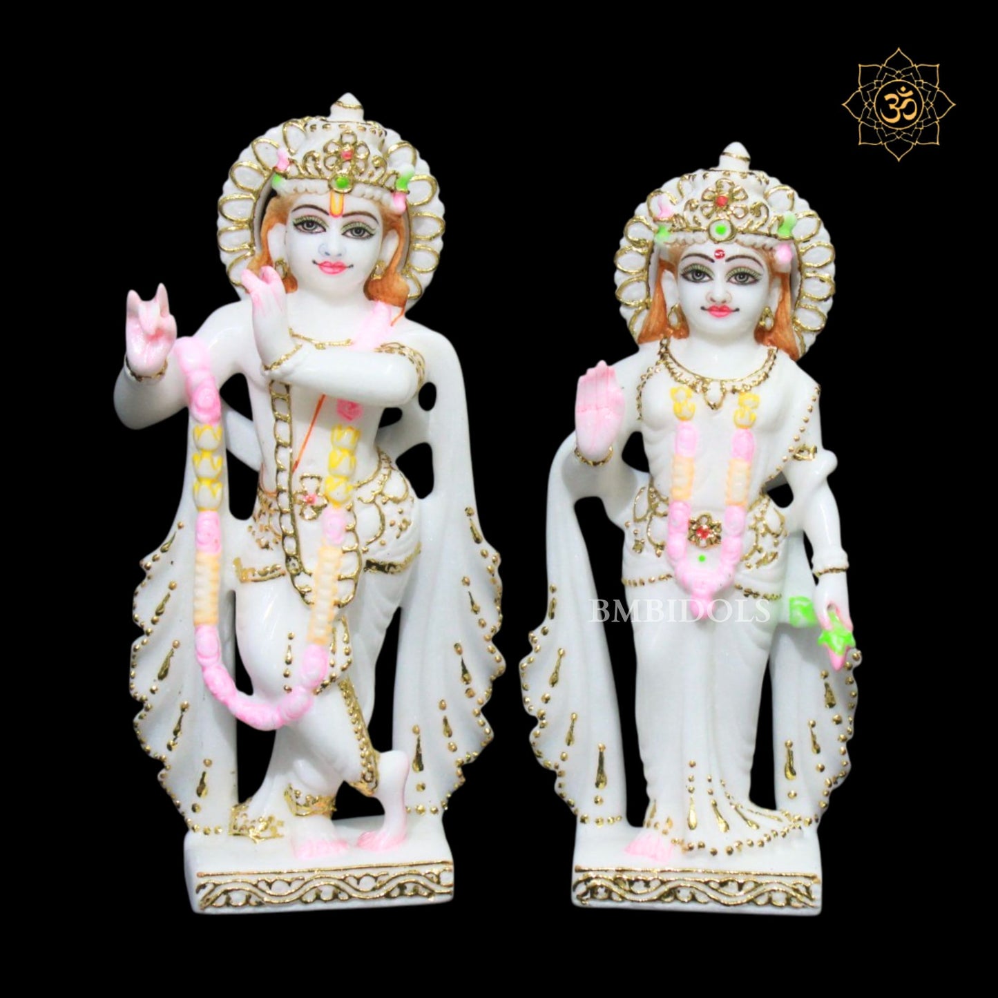 Radha Krishna Marble Idol for Ghar Mandirs in 9inches