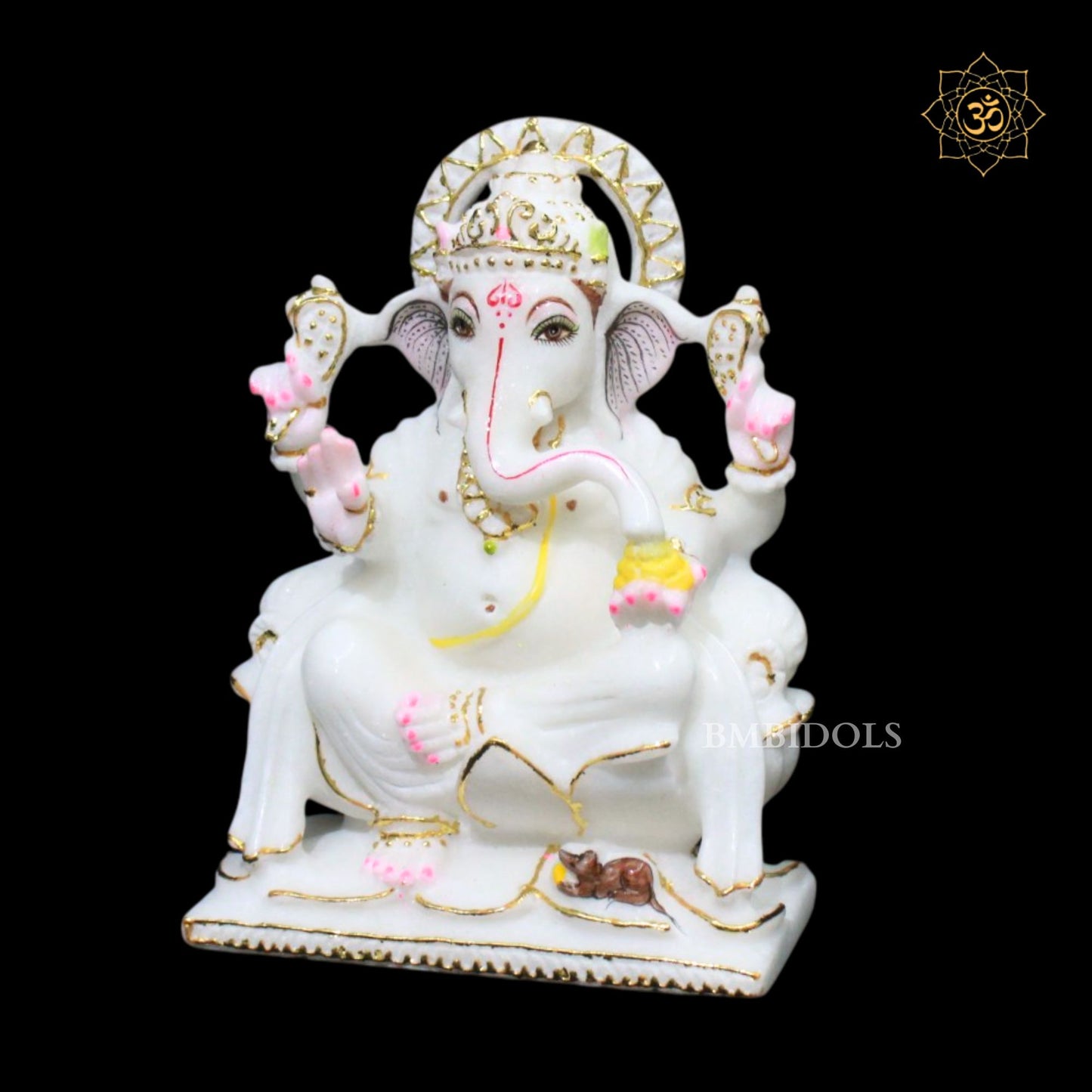 7inch Marble Ganpati Murti in Makrana Marble