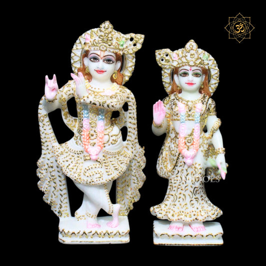 9inch Radha Krishna Marble Idol perfect for Homes