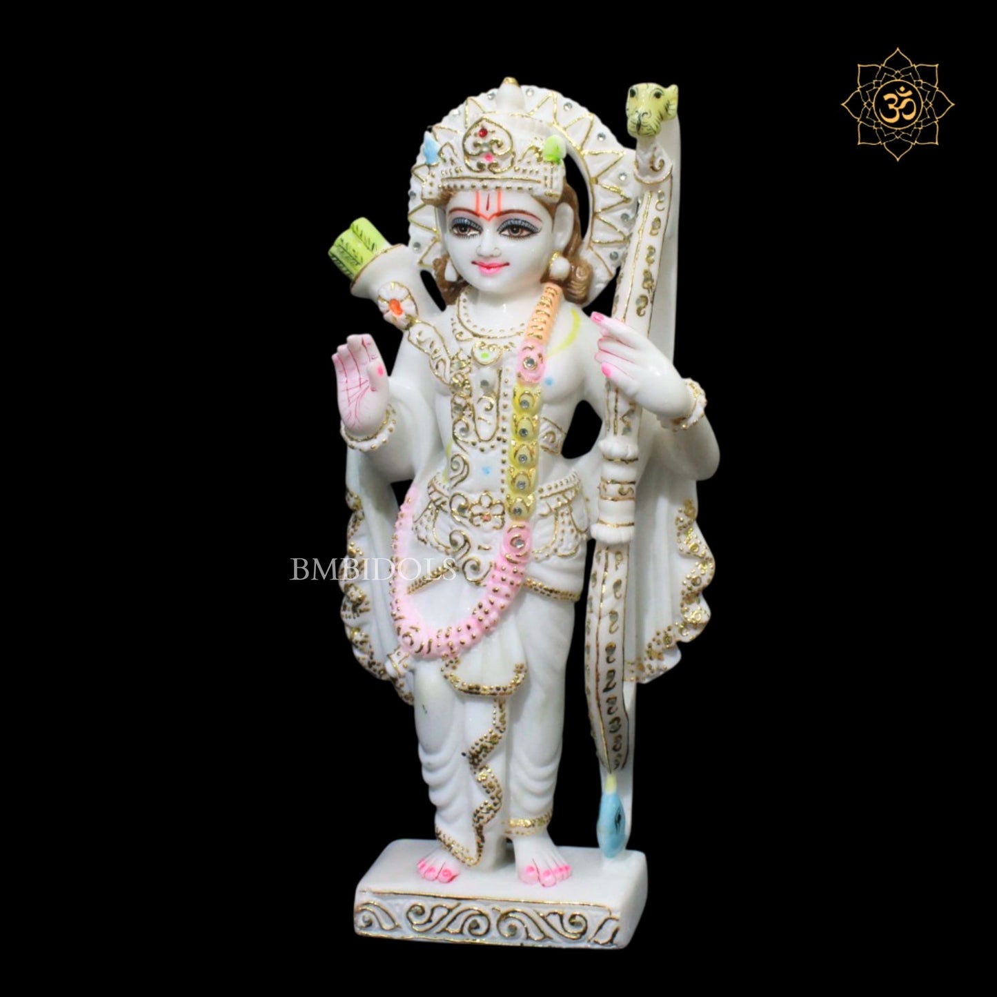 15inch Ram Darbar Marble Statue with Ram, Lakshman, Sita & Hanuman