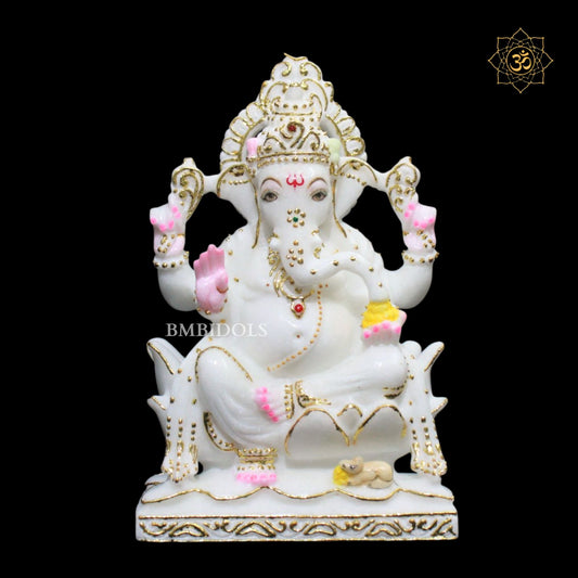 Ganesh Lakshmi Marble Murti in 9inches