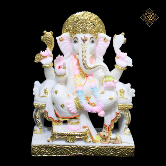 White Marble Ganesha Murti for Homes and Temples