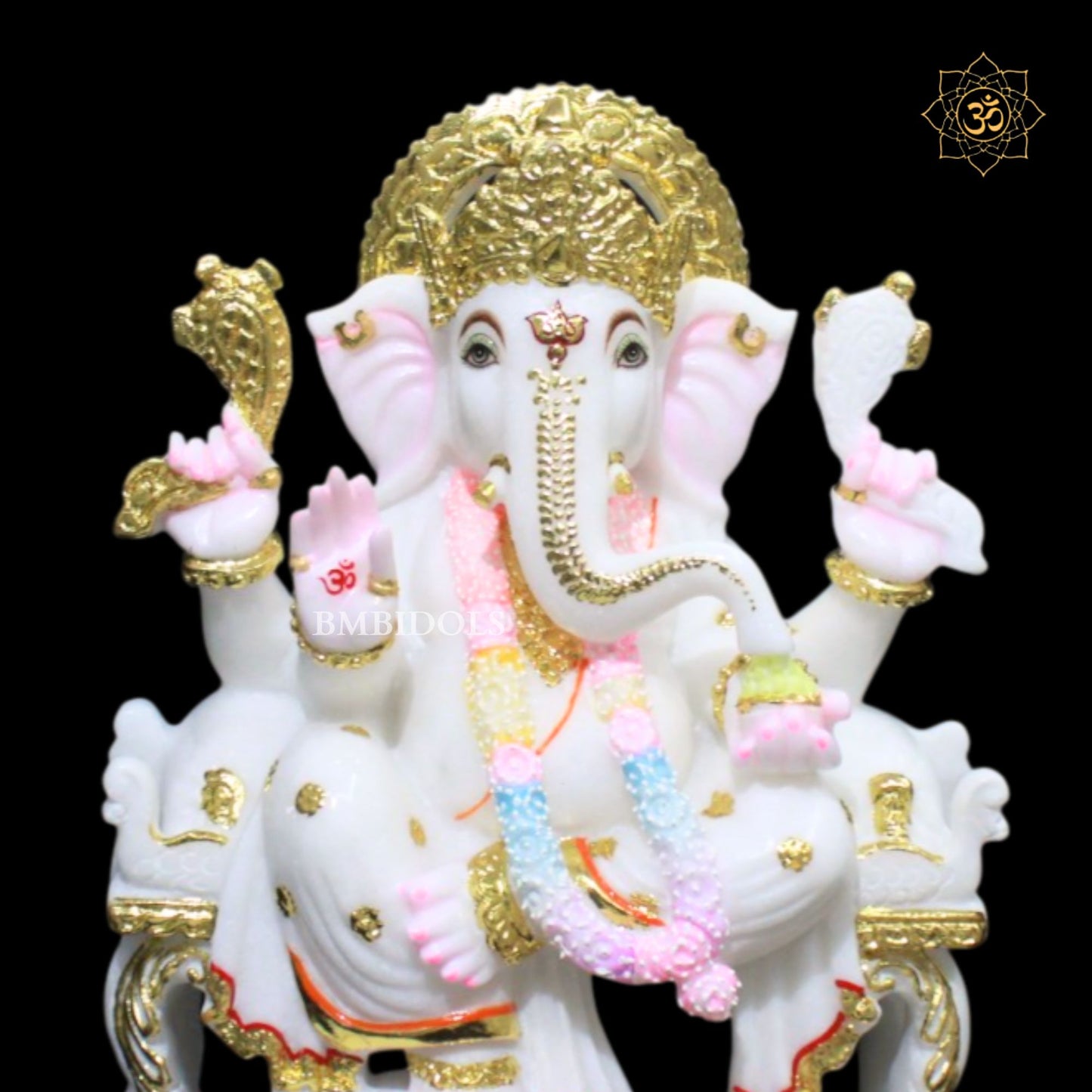 White Marble Ganesha Murti for Homes and Temples