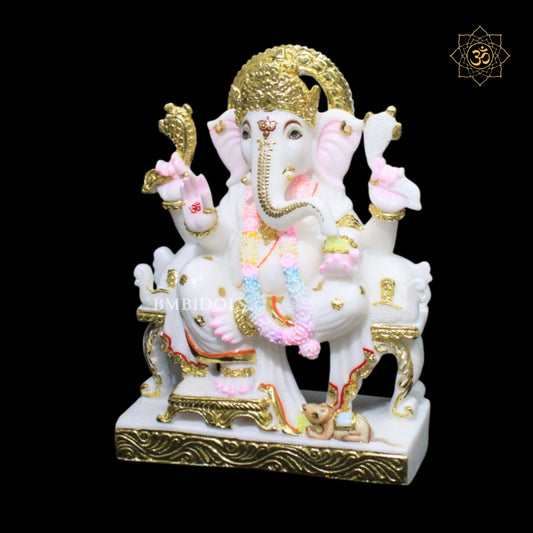 White Marble Ganesha Murti for Homes and Temples