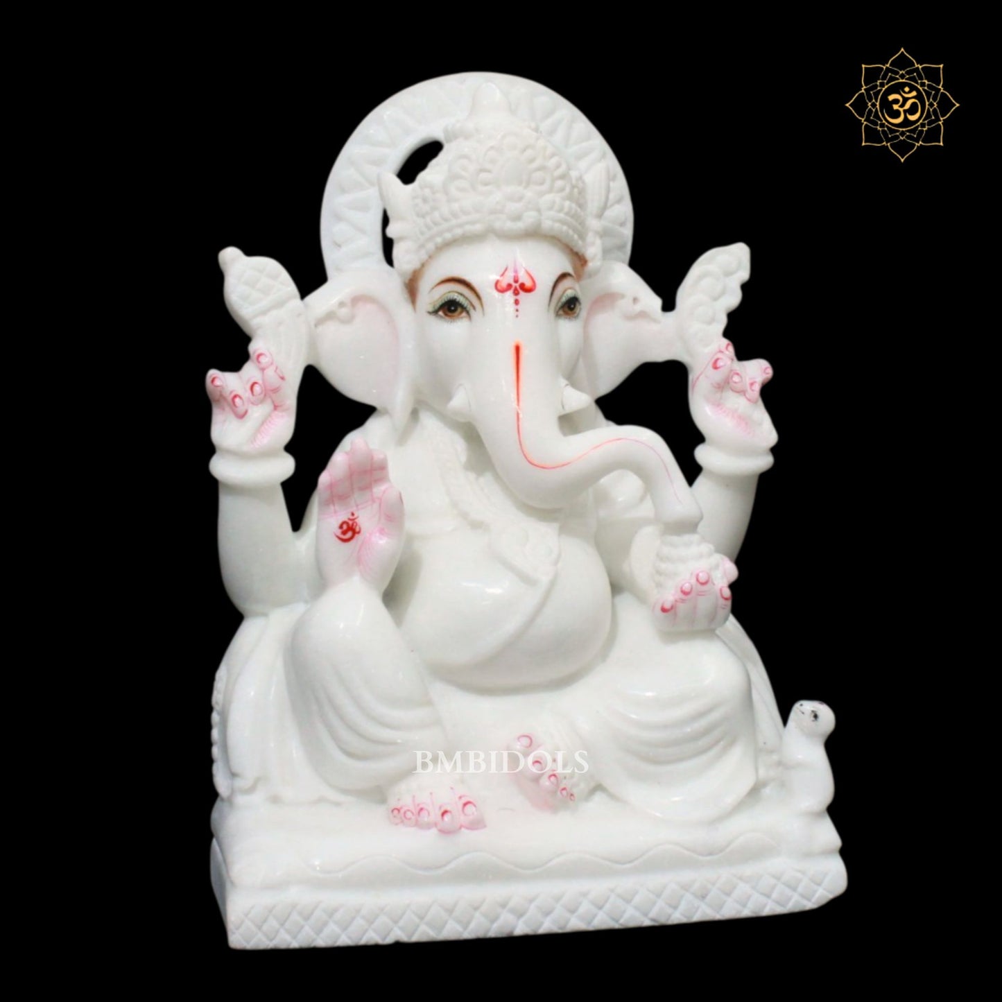 Ganesh Bhagwan Marble Murti in 10inches in sitting posture