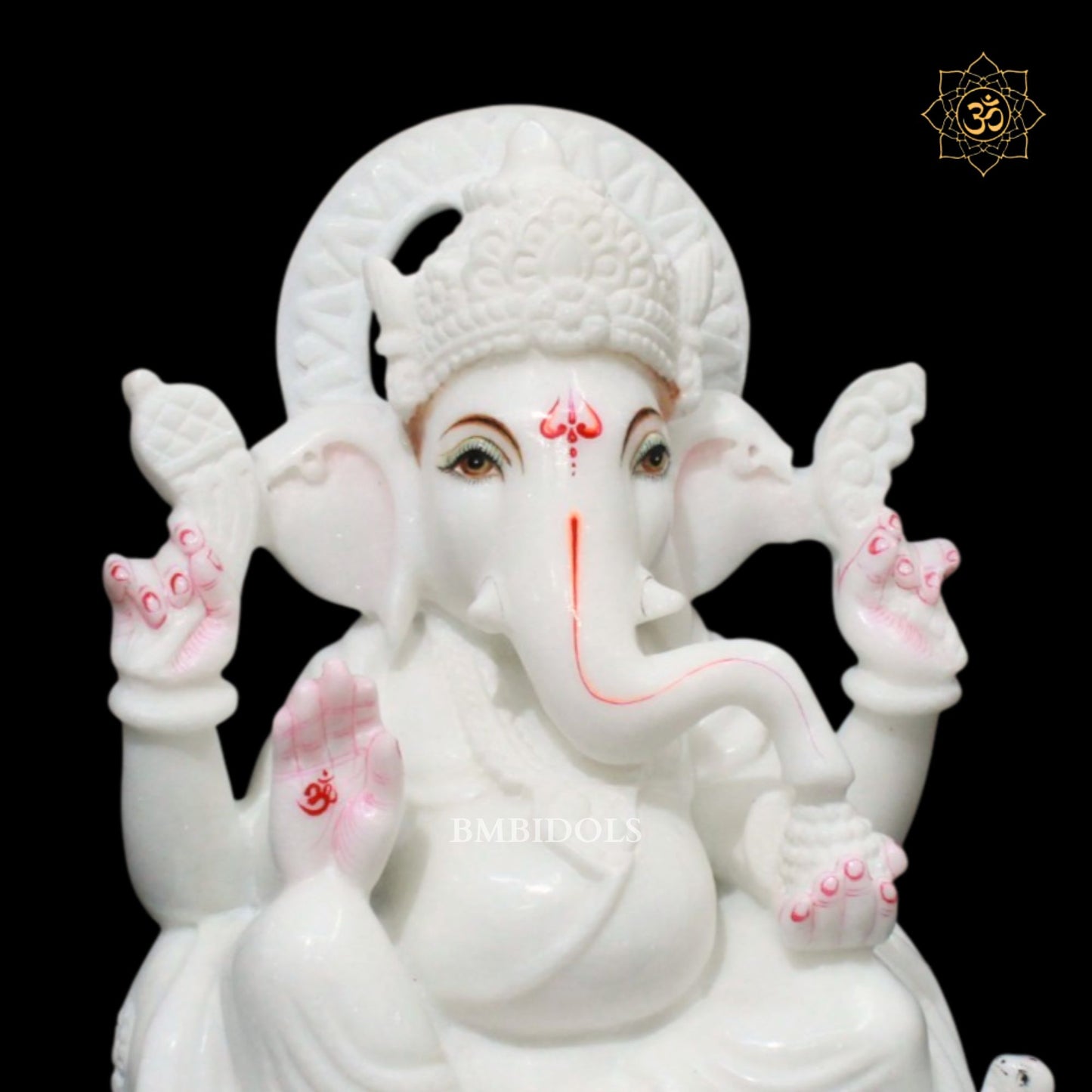 Ganesh Bhagwan Marble Murti in 10inches in sitting posture