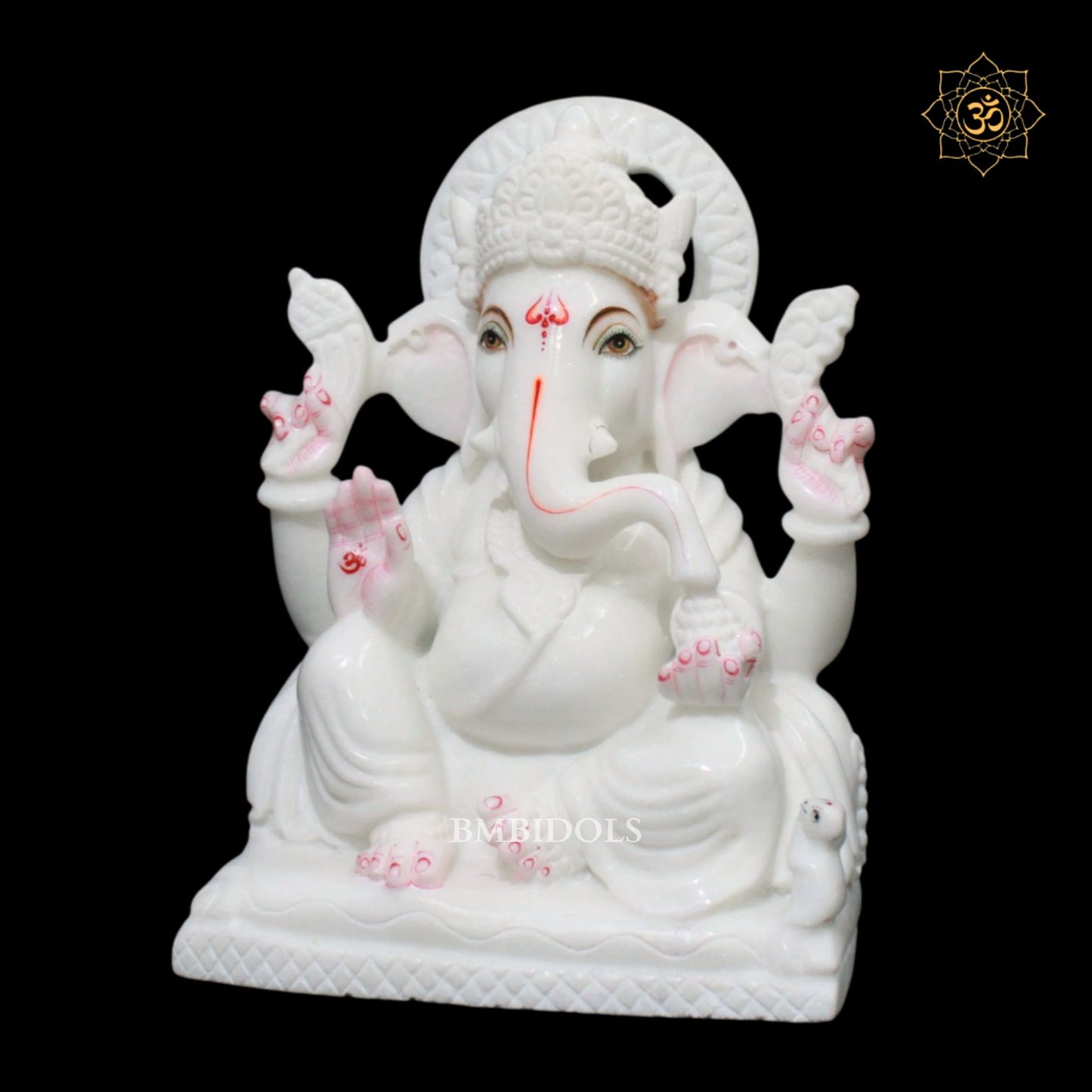 Ganesh Bhagwan Marble Murti in 10inches in sitting posture