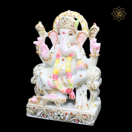 Ganesh Marble Murti in 1feet in Marble Temples