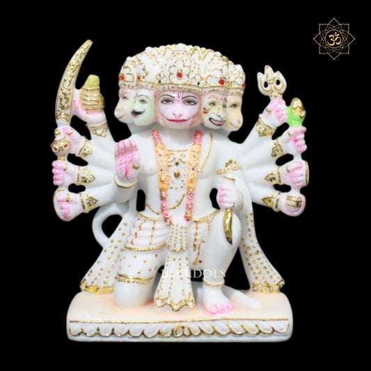 Panchmukhi Hanuman Marble Murti in 10inches Makrana Marble