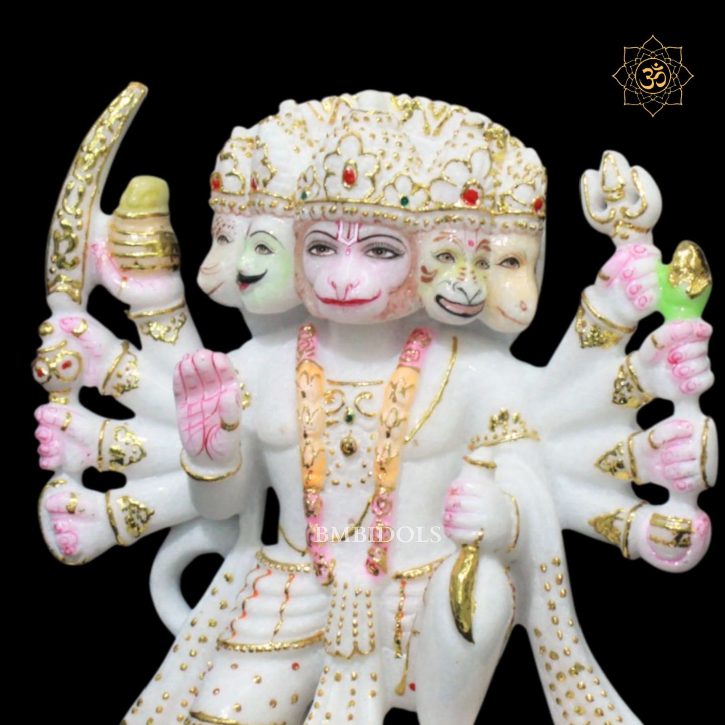 Panchmukhi Hanuman Marble Murti in 10inches Makrana Marble