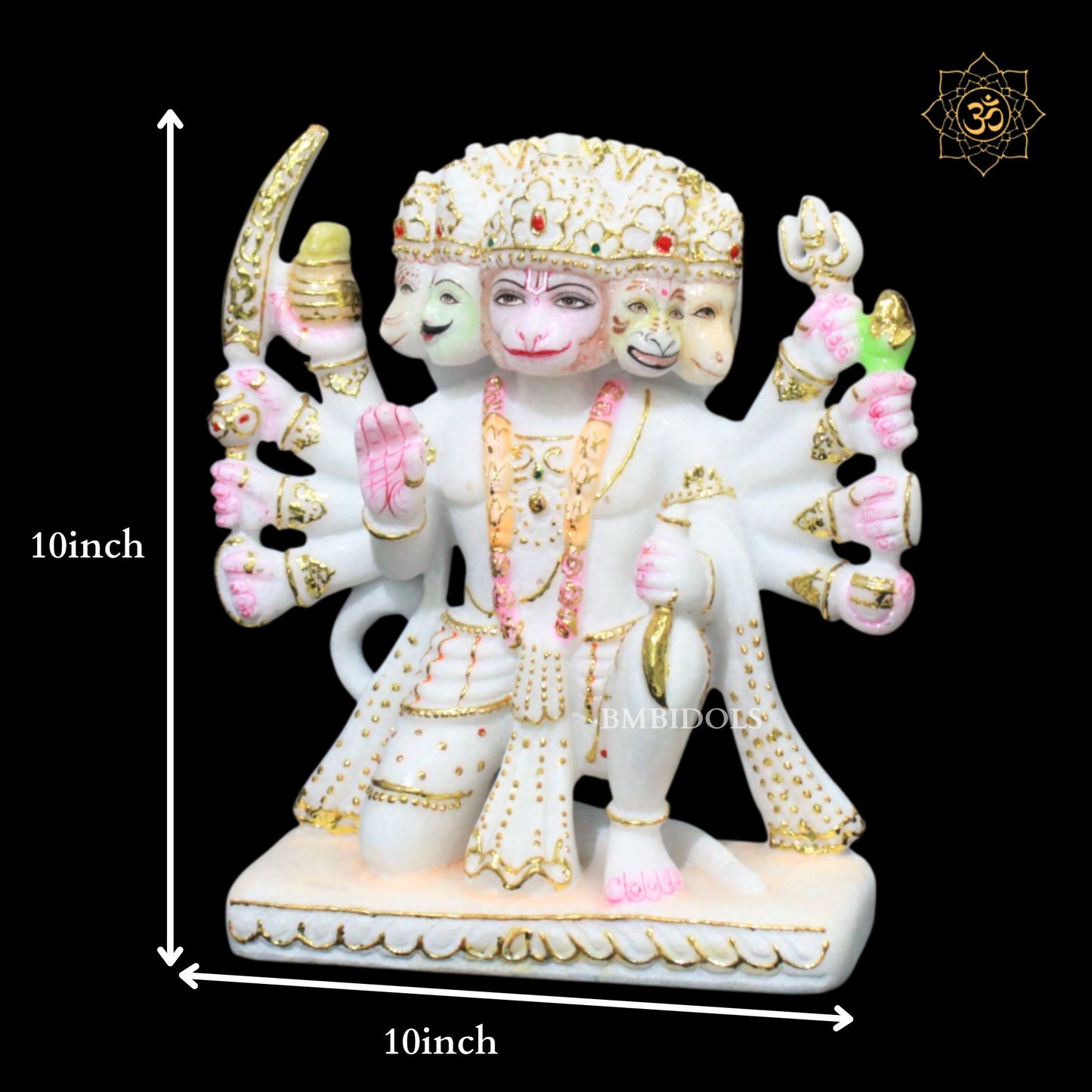 Panchmukhi Hanuman Marble Murti in 10inches Makrana Marble