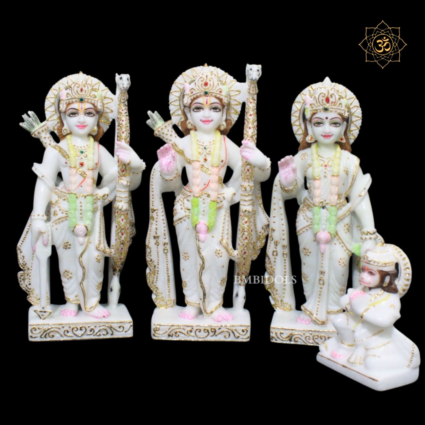 Pure White Ram Darbar Marble Murti in 12inches