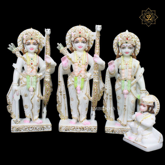 Pure White Ram Darbar Marble Murti in 12inches
